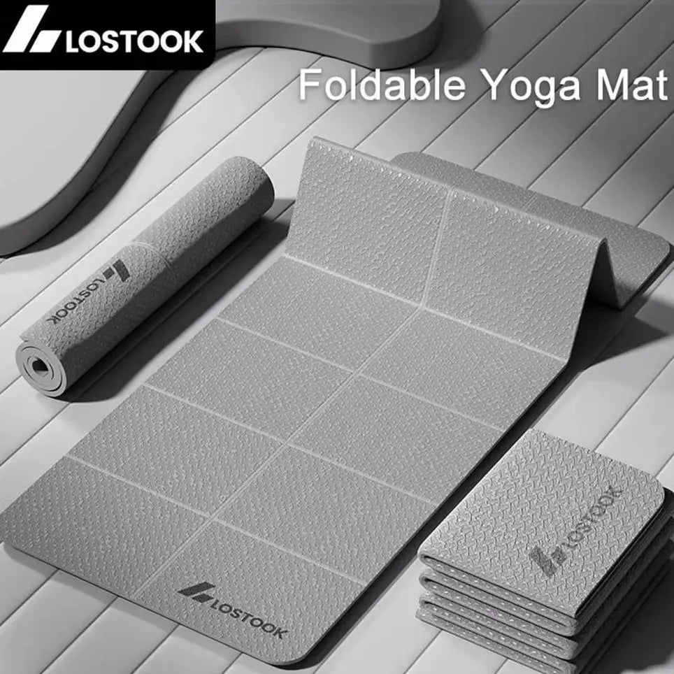 4mm Thick TPE Foldable Yoga Mat 183*61cm Easy Storage for Travel Yoga Pilates Home Exercise Floor Mat ﻿